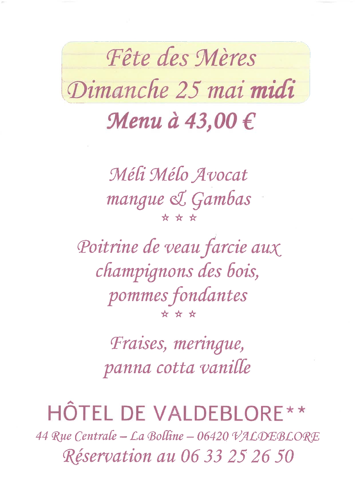 Fete des meres resto Hotel de vdb1